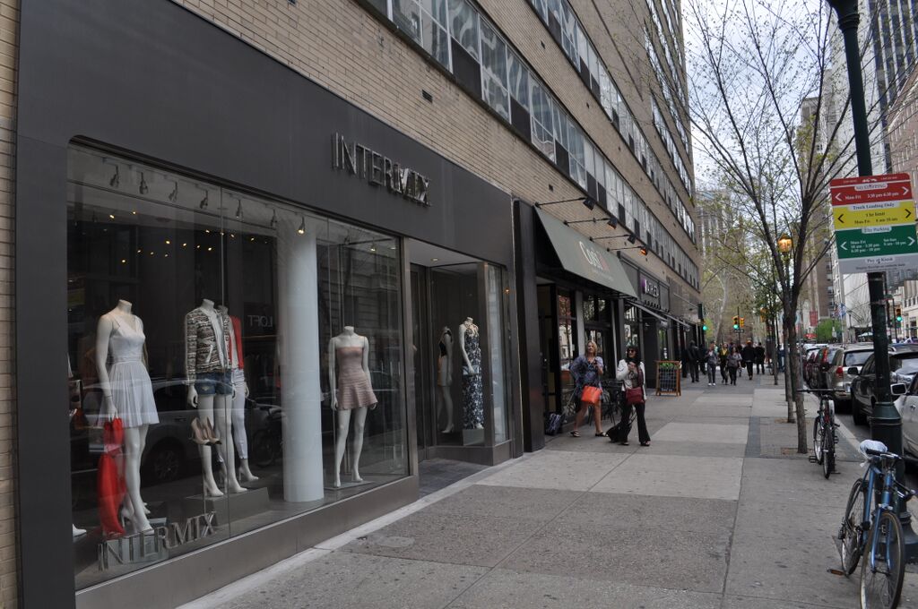 Window display of Intermix clothing store